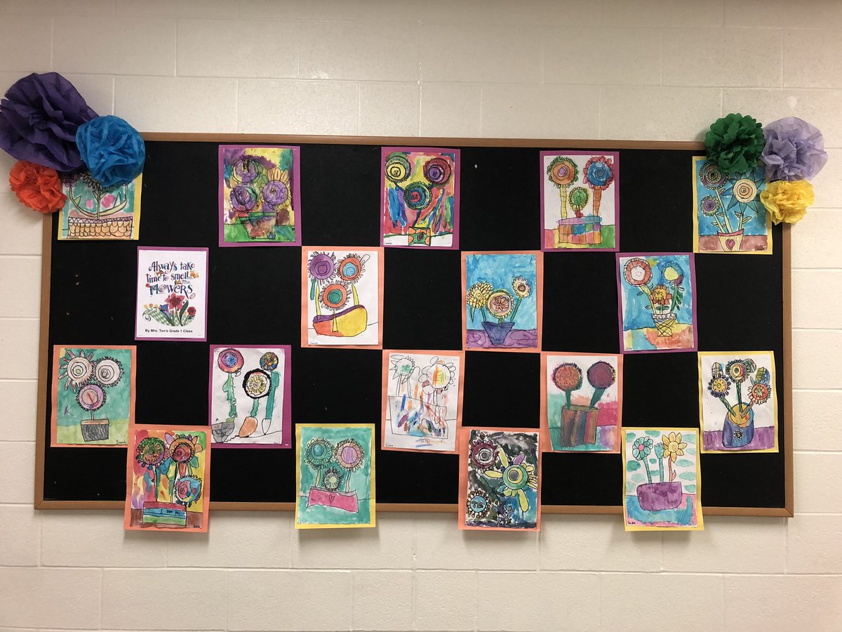 Always take time to smell the flowers! Beautiful art from the students in Mrs. Ton’s grade 1 class #smelltheflowers <a href="/SMCDSB_BER/">St. Bernadette C.S.</a>