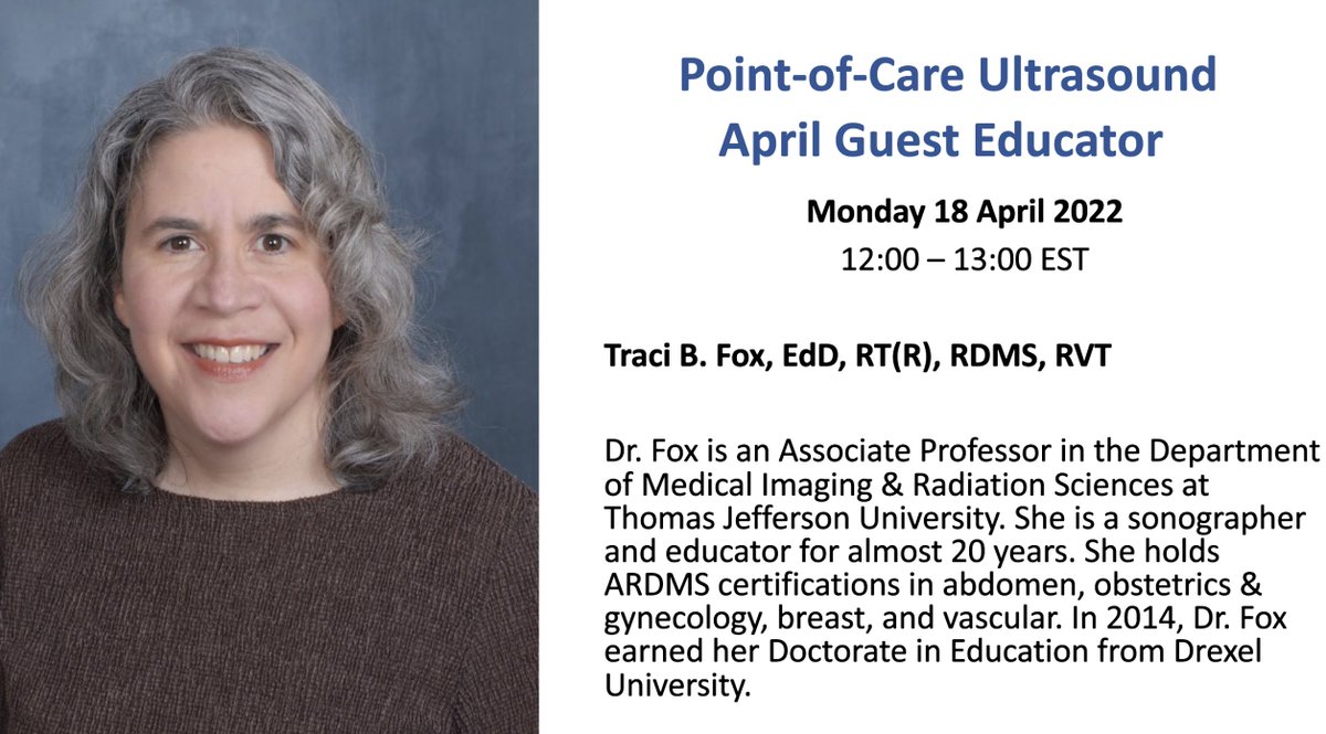 ResaELewissMD's tweet photo. We need to start talking about work related #MSKPOCUS overuse injuries. April @jeff_sono educator #TraciFoxEdD is joining us today https://t.co/3QLN45oEbv