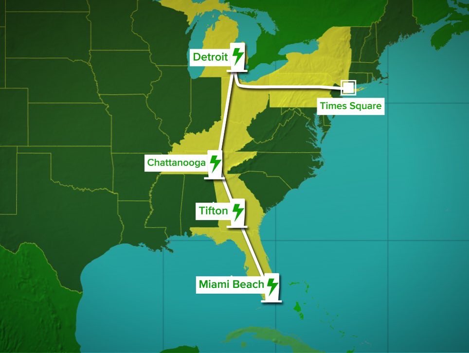 We are off! Watch us on the EV road trip all this week on <a href="/GMA/">Good Morning America</a> <a href="/SamWnek/">Sam Wnek</a> <a href="/chrisdonato04/">Christopher Donato</a> 35 hours to go😉🤣😬