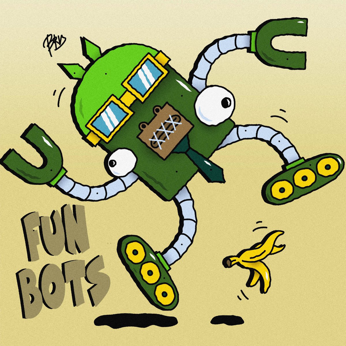 boybrevis's tweet image. Yep. I turned my Kong into a @Funbots_NFT. 🍌x🤖 

#Funart #FunBots