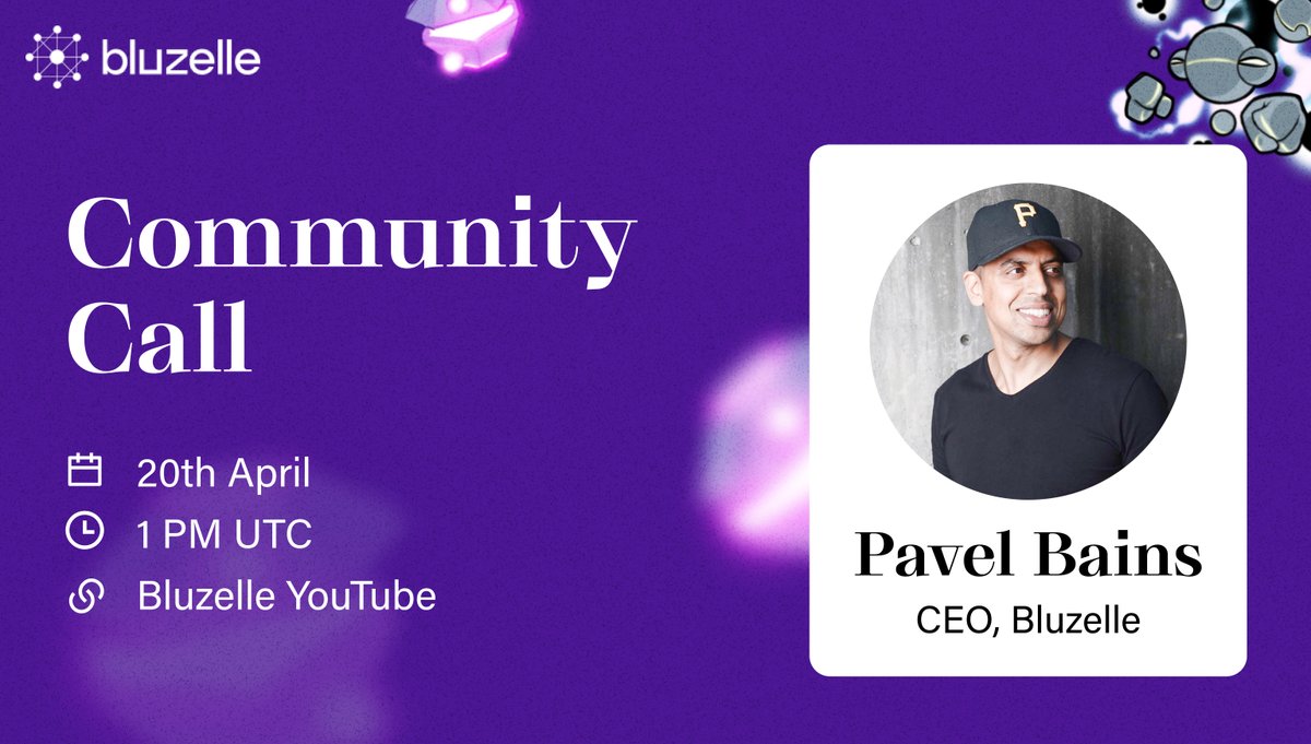 Tune in for Bluzelle #CommunityCall: LIVE with CEO @pavelbains 🎙

Join to get greater insights into the #Bluzelle Network— The Blockchain for GameFi, #Gamma4 & more!

🗓 Date: April 20
⏱Time: 1 PM UTC
📍Venue: youtu.be/o2ZvuBAOUqo

See you!