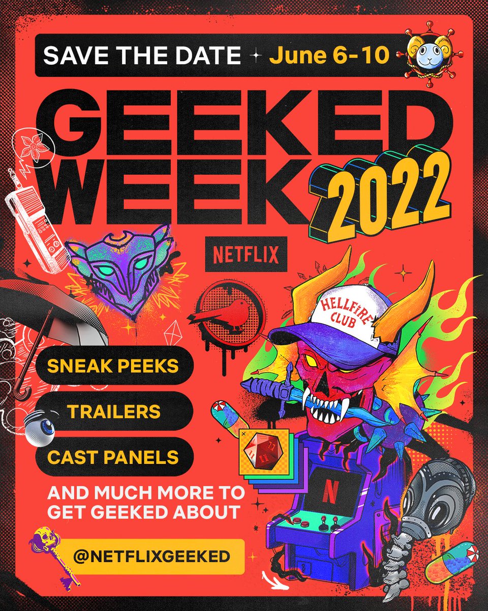 NetflixGeeked's tweet photo. mark your calendars and make your group chats because GEEKED WEEK 2022 is officially coming June 6-10 🔥 https://t.co/crWwhzVvaY