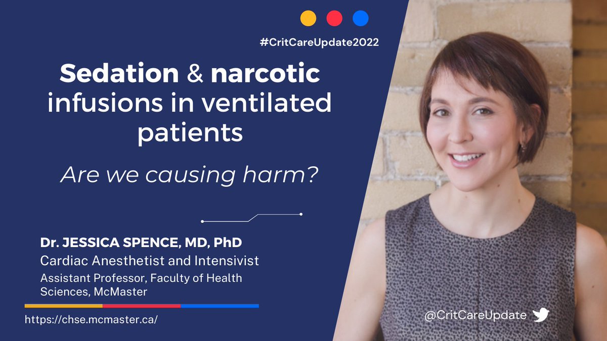 Join us on April 27th to hear Dr. Jessica Spence – cardiac anesthetist, intensivist, and a @PHRIresearch scholar in perioperative outcomes in patients undergoing cardiac surgery – discuss sedation strategies in ventilated patients! @jess_spence13 // #critcareupdate2022