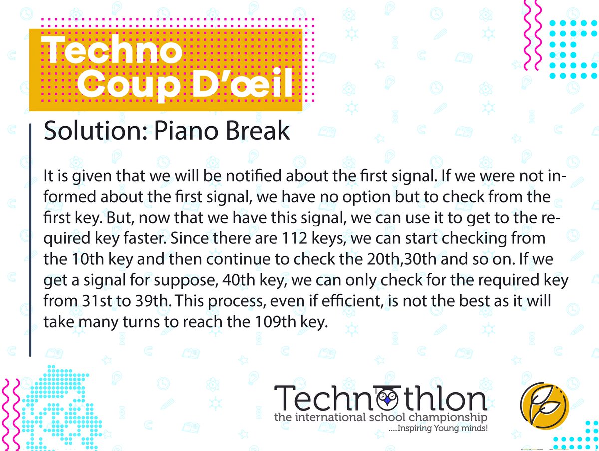 TheTechnothlon's tweet photo. Here's the solution to the last week’s Coup D’oeil.
Kudos to everyone who attempted!
Special mention to those who submitted the correct solution:
Rohit Gupta-@rohitgupta0019
#technothlon #technothlon2021 #technofamily #technothings #staytuned #staytunedindia #techniche https://t.co/UUpt1KhWUe