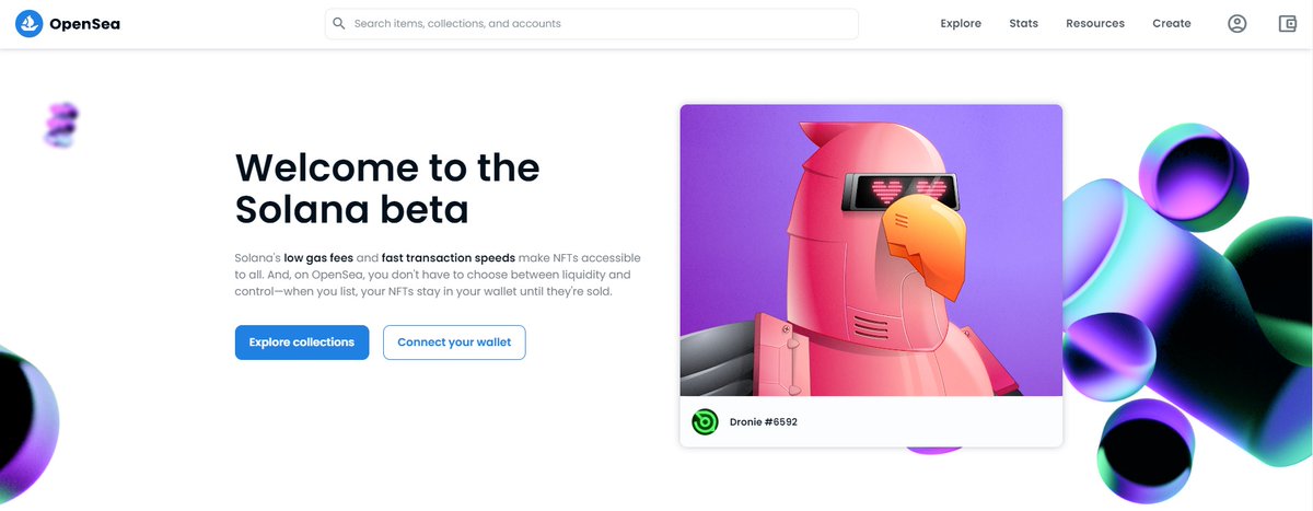 DroniesNFT's tweet photo. GM ❤️ < ❤️

The front page of Solana on @opensea is looking real good this morning. https://t.co/uplVlh4HMo