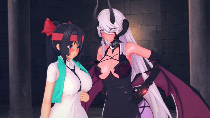 転移門の先にいた淫魔に身を預けるアサギちゃん 