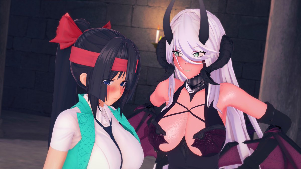 転移門の先にいた淫魔に身を預けるアサギちゃん 