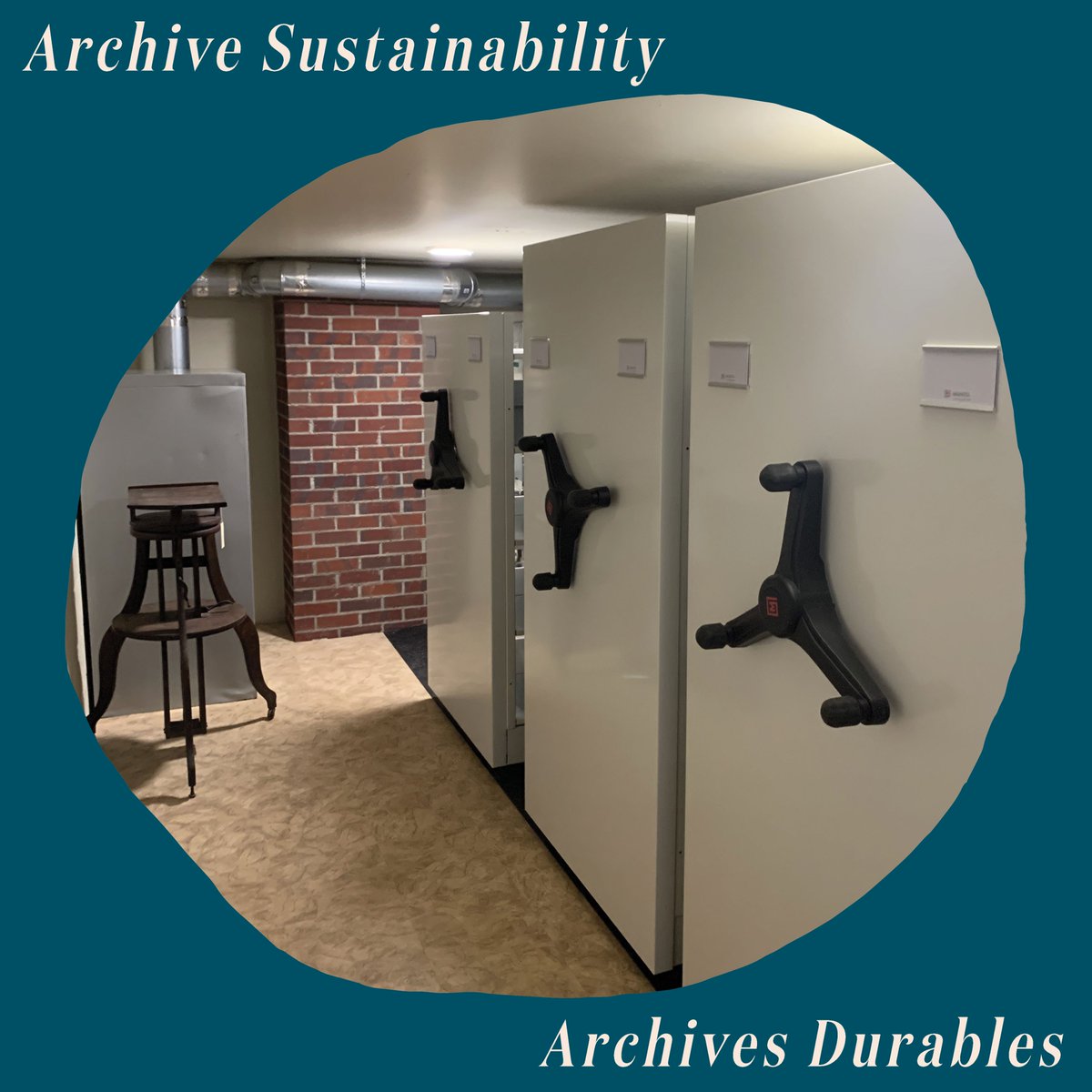 Our new mobile shelving not only helps us optimize our space but also manage long term preservation of our artefacts. We are actively seeking to establish the most sustainable conditions for our vast collections both in our museum and archives. #Archive30 #ArchiveSustainability