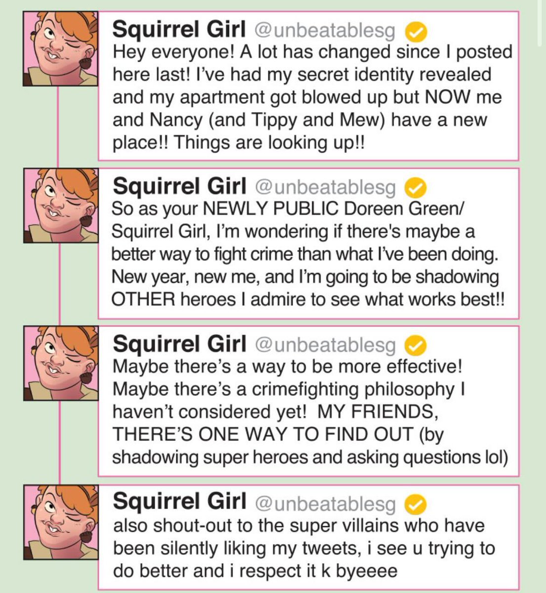 MarvelComicsHQ's tweet image. Squirrel Girl’s secret identity has been revealed! 🐿️ So what's a girl gotta do to figure out a crimefighting philosophy around here?

Read the new Squirrel Girl Infinity Comic (a lead-in to her new podcast) now on #MarvelUnlimited to find out: bit.ly/3ln1S5K