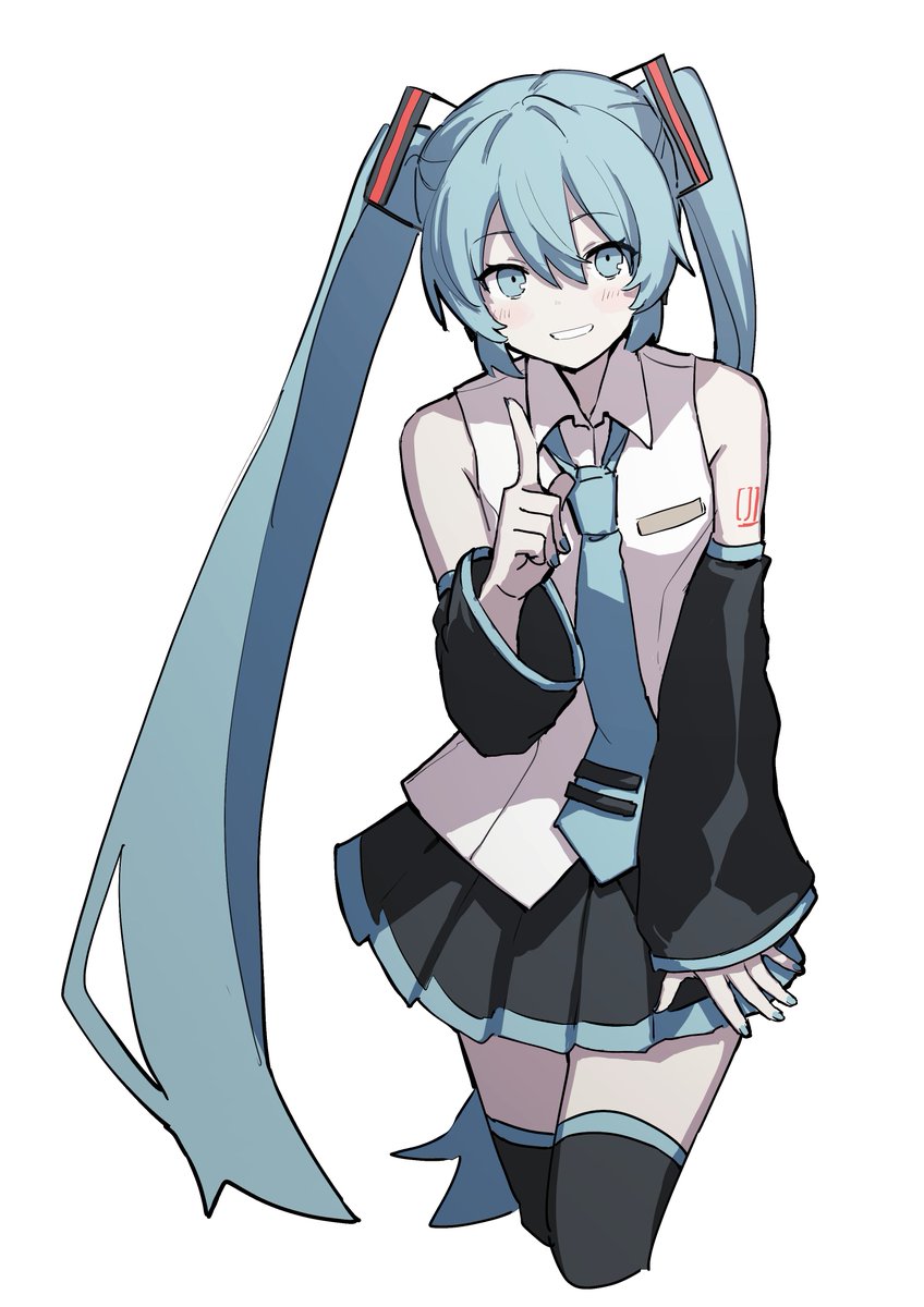 hatsune miku 1girl solo twintails skirt long hair thighhighs necktie  illustration images