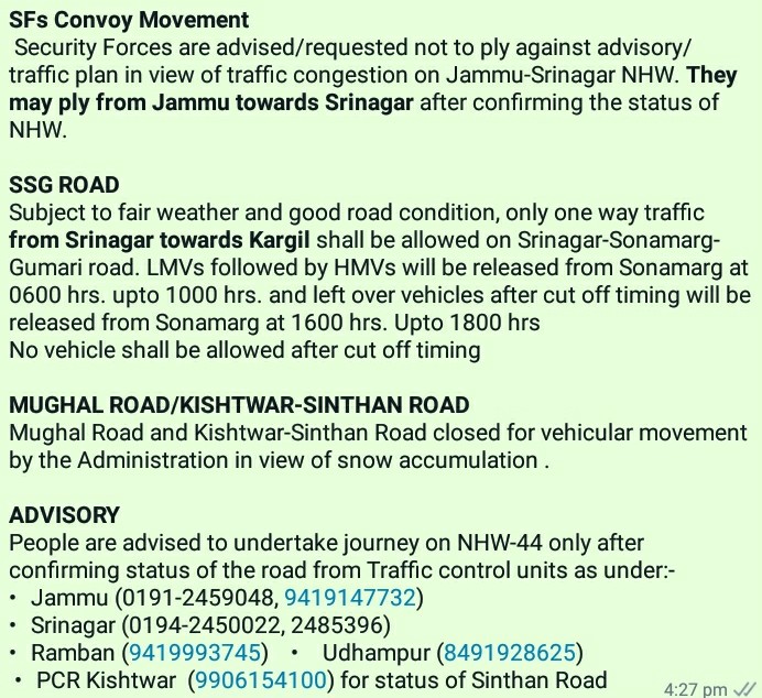 NorthIndiaTimes's tweet photo. Traffic plan for 19-04-2022
#Zojilaroad #SSGRoad https://t.co/vsJwfT1ASl