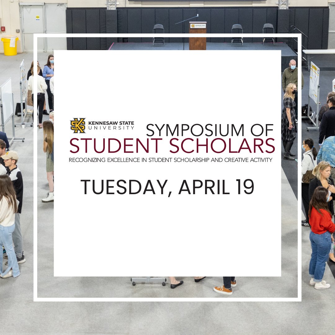 REMINDER ‼️ Join us TOMORROW to support KSU's student researchers at the Spring Symposium! ✨

Participate virtually or stop by the University Rooms anytime during the day and enjoy food and swag while learning more about the students' projects. 🔗 in bio for details