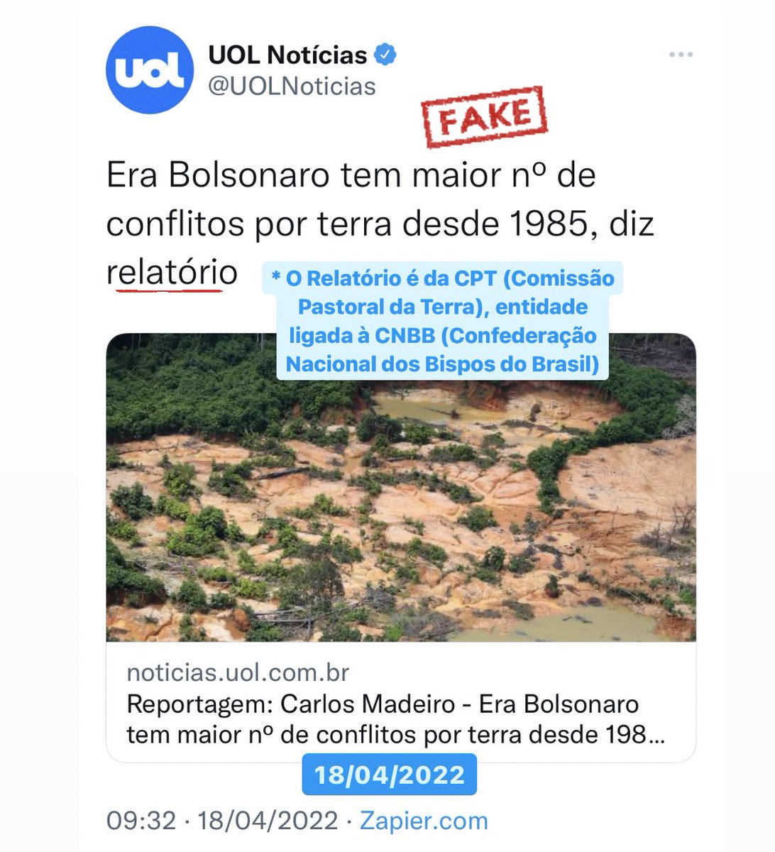 Ah tá… 🤡 Na Era Bolsonaro,foi registrada uma queda histórica de invasões de terra (Política de incentivo às armas, titulação de terras de assentados e corte de 💲p/ ONGs) FHC- 2.442 fazendas Lula -1.968 invasões Dilma -969 invasões Temer -54 invasões Bolsonaro- 24 invasões