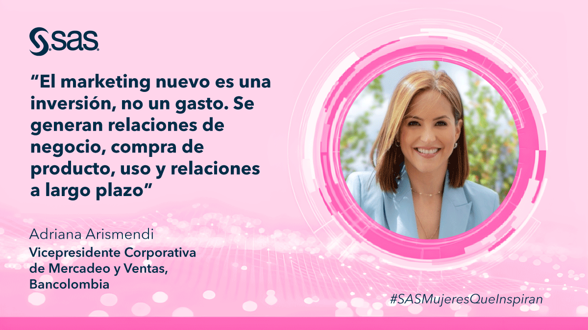 Sas_Colombia's tweet photo. Adriana Arismendi, Vicepresidente corporativa de mercadeo y ventas de @Bancolombia, detalla cómo ha sido su crecimiento como líder en marketing y habla sobre el más reciente lanzamiento de su libro sobre liderazgo e innovación. Conéctese con #SASTalks. 👉 https://t.co/QyVSHbmLsF https://t.co/ryzwfaBRA9