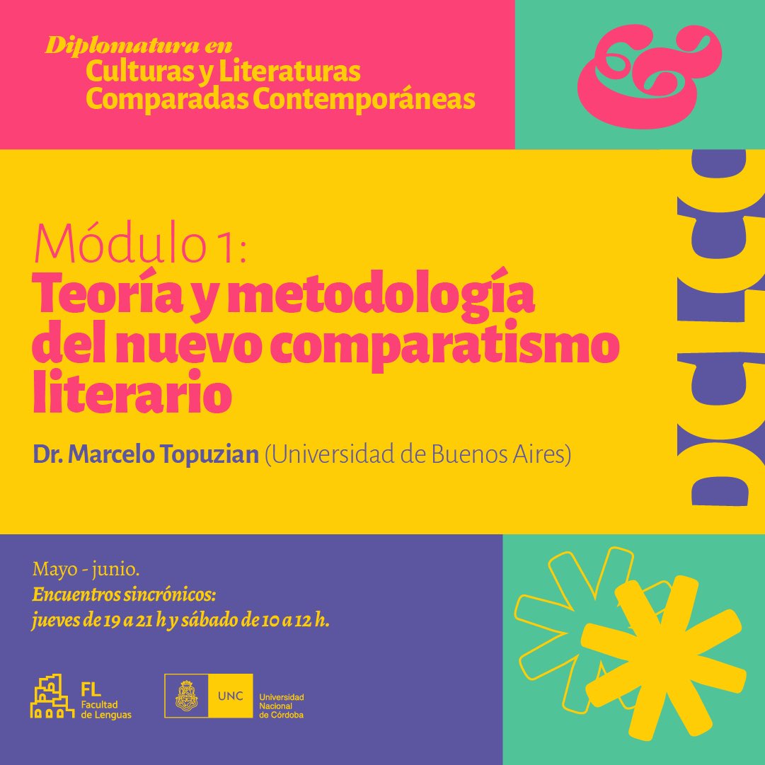 #Diplomatura en Culturas y Literaturas Comparadas Contemporáneas. 
En el 1er módulo, nos proponemos abordar operaciones críticas recientes y las propuestas conceptuales, metodológicas y epistemológicas para la investigación literaria.
bit.ly/cultylit
#UNC #Lenguas