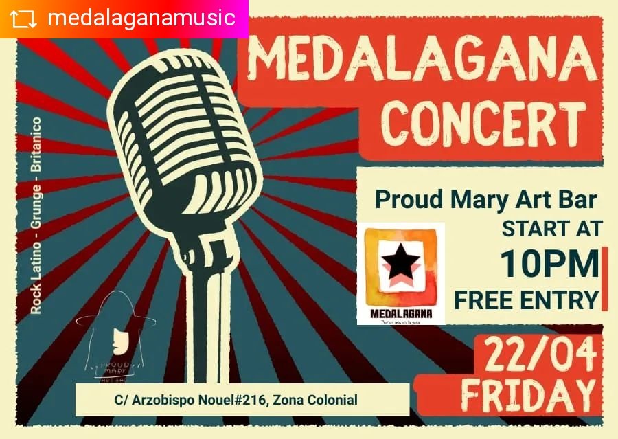 Arlanna_'s tweet photo. #REPOST @medalaganamusic with @get__repost__app   Nos vemos este viernes en @proudmarybar 🤘#musicaenvivo #zonacolonial #rockenespañol #rock #repostandroid #repostw10 https://t.co/Q1z9CjxvTh