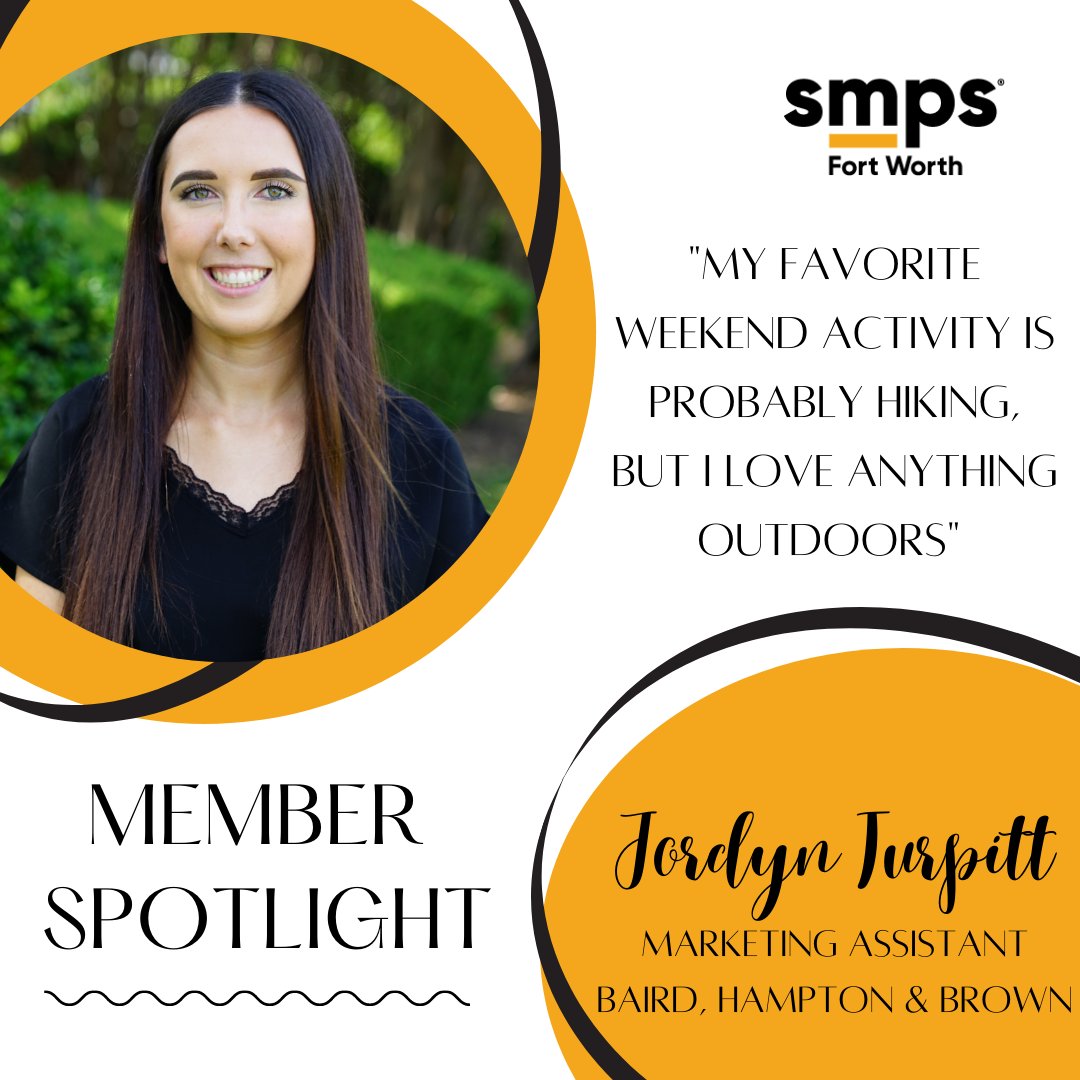 For this month’s member spotlight, we would like to introduce Jordyn Turpitt, a Marketing Assistant at Baird, Hampton &amp; Brown and a recent University of North Texas graduate. 

Learn more about Jordyn at: smpsfortworth.org/blog/member-sp…