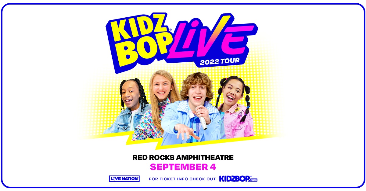 RedRocksCO's tweet photo. NEW SHOW: @KIDZBOP LIVE 2022 at #RedRocksCO Sept. 4, 2022 🎤 Tickets on sale Friday, April 22 at 10am MT! https://t.co/3T6NVPASCk