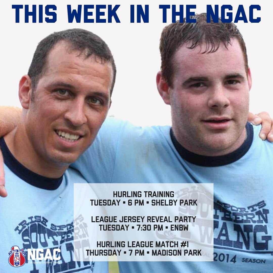 It's a BIG week for the NGAC! Thursday kicks off our Spring League. Big thanks to our sponsors <a href="/eastnashbeer/">East Nash Beer Works</a> and <a href="/Lightning100/">Lightning 100</a>!

There's still time to register! Your success is OUR success, so we'll make sure you have everything you need to fall in love with Irish sports.