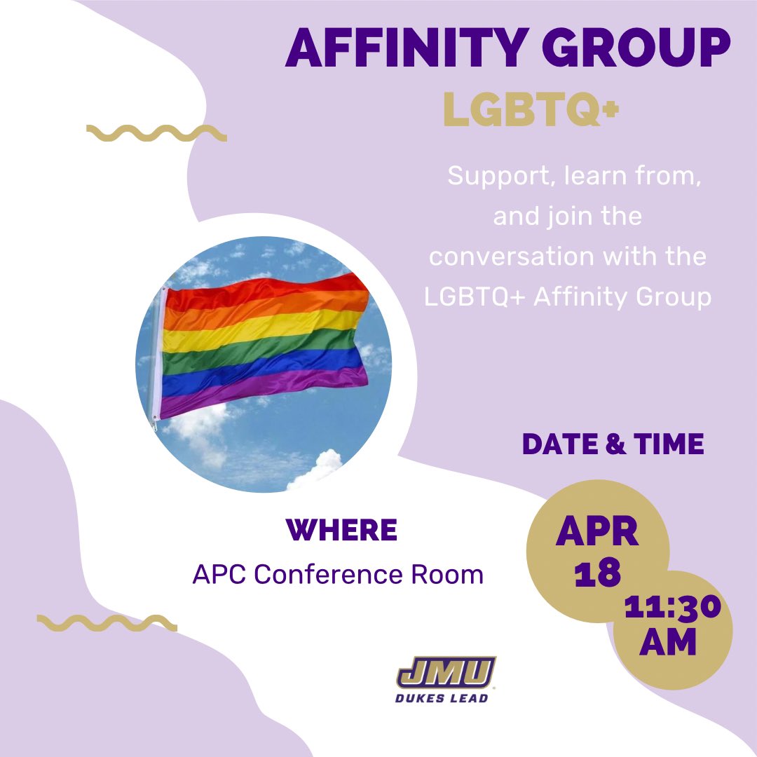 AFFINITY GROUP MEETING

LGBTQ - April 18th - 11:30am 

If you attend, you will receive a Dukes LEAD point. 

#godukes