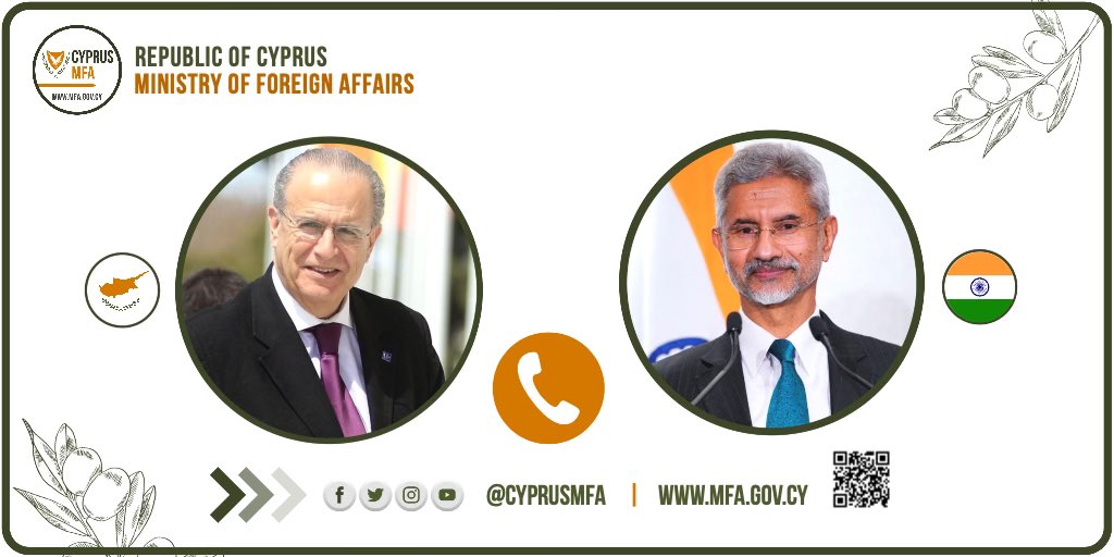 IKasoulides's tweet photo. Delighted to talk to @DrSJaishankar 
▶️ Steps ahead in #Cyprus 🇨🇾 #India🇮🇳 relations that are proliferating from #strengthtostrength 
▶️ Geopolitical &amp; regional challenges
▶️ CY support in boosting #EU🇪🇺- IND #strategic relations 
▶️ India's #indispensable support on #CyprusProb https://t.co/coxBUe15Xm