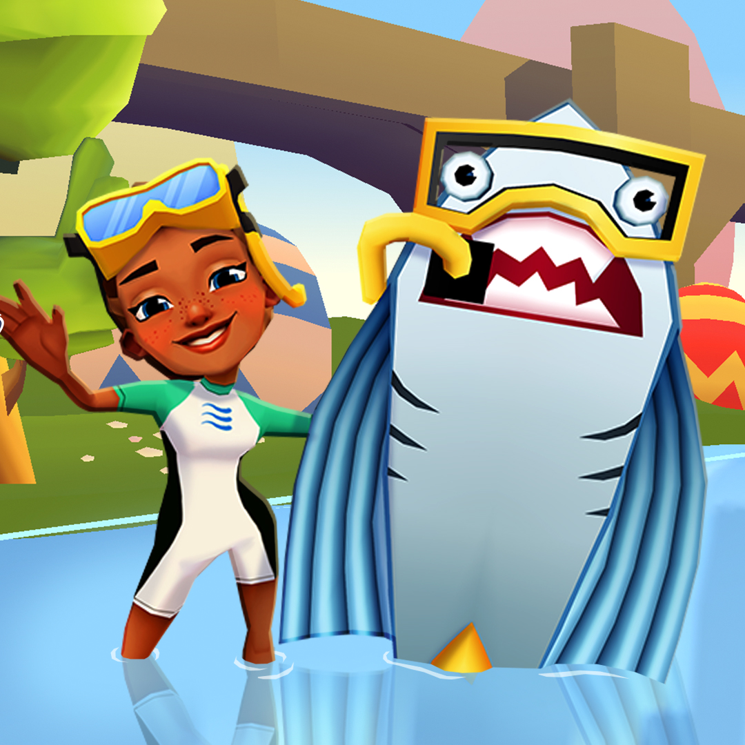 Subway Surfers on X: You're gonna need a bigger bundle! 🦈 Duuunnn dun  dunn dun. . . It's the Great White Board and Kim with her Dive Outfit. Take  a dip with