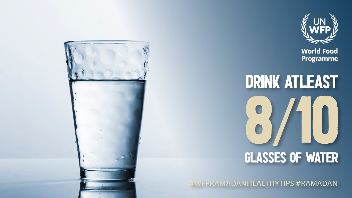 It's crucial to drink atleast 8 – 10 glasses of water and fluids to replace what you lose during the day 🚰💧

#WFPRamadanHealthyTips #Ramadan #RamadanMubarak #Ramadan2022 #maji