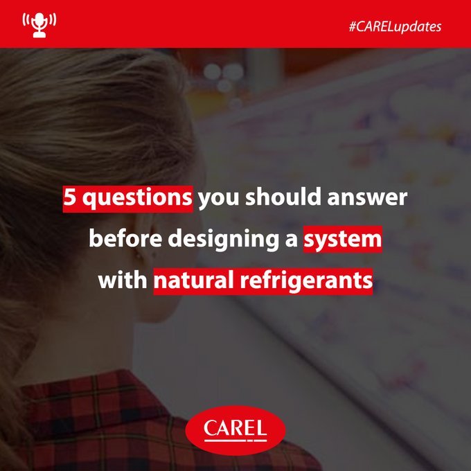 CAREL_Iberica's tweet photo. Existen cinco preguntas útiles que pueden ayudar en el diseño de un sistema de #HVACR que usa #RefrigerantesNaturales.
Desde el #refrigerante más adecuado hasta el tipo de ciclo, más información en: https://t.co/WvI2ZMxIgQ

#CARELnatref #NatRefs https://t.co/y41tGPx6iR