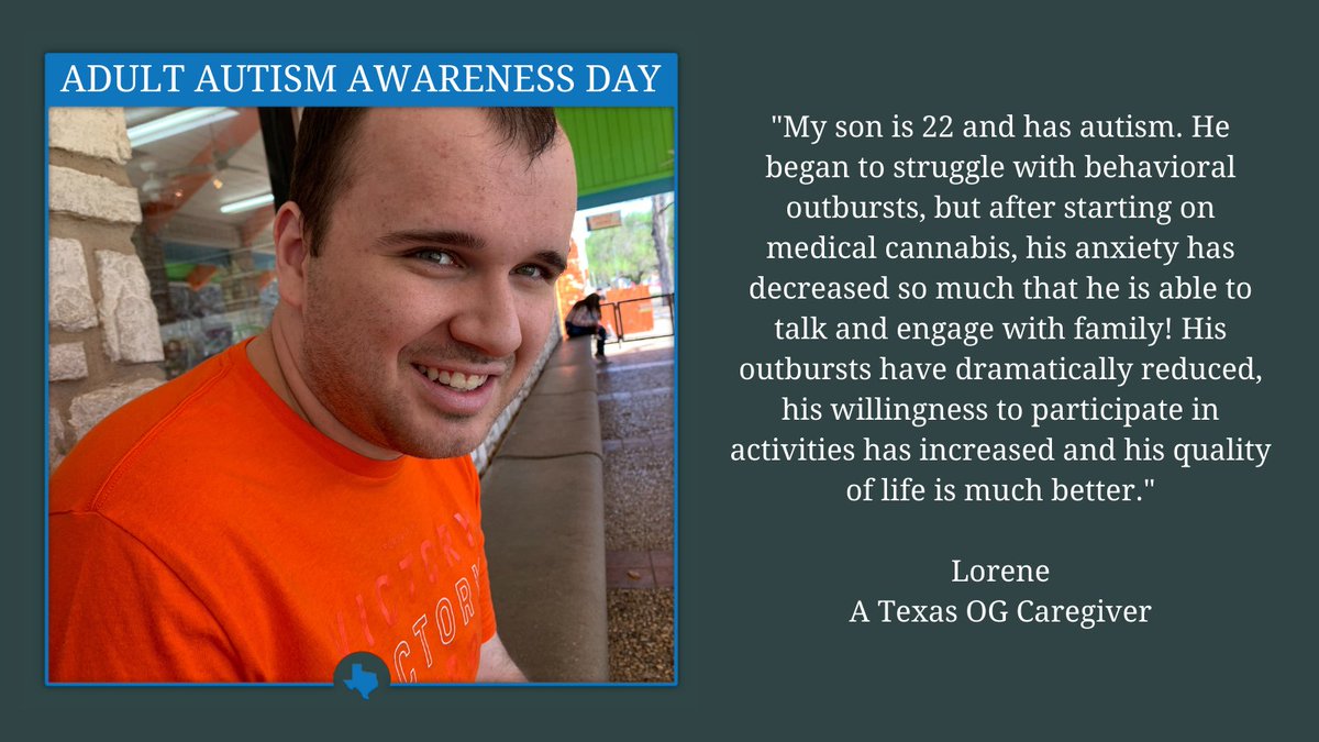 TexasOriginalCC's tweet photo. Today is Adult Autism Awareness Day. Travis is a #TexasOG living with autism and has found relief with #MedicalCannabis. If you or a loved one living with autism is ready to find relief with medical cannabis, visit: https://t.co/TdLaXrxEkA #MedicalMarijuana https://t.co/1MnECvsliS