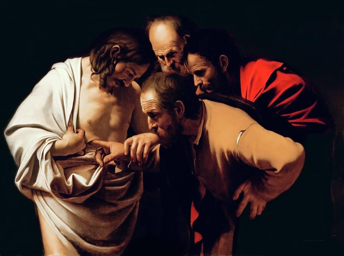 redhistoria's tweet photo. Caravaggio: La incredulidad de Santo Tomás - 1601-1602 https://t.co/mYKNChq98k