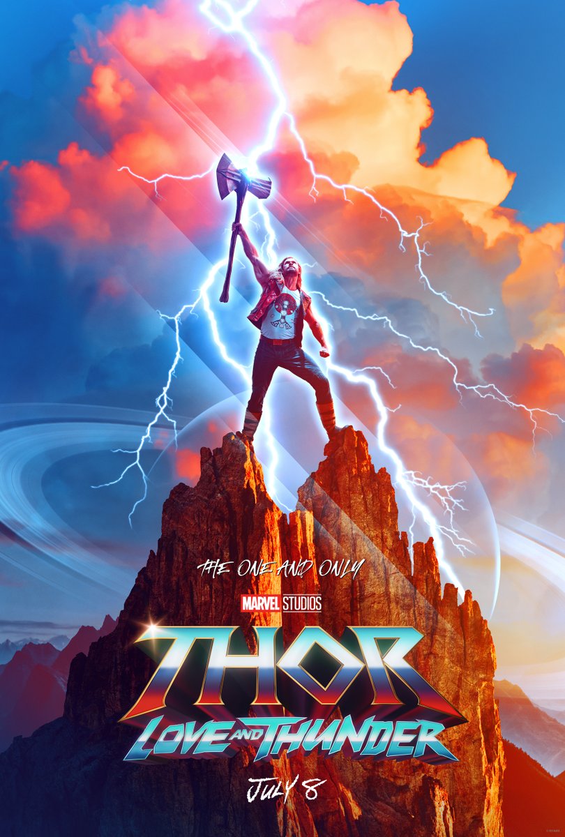 AMCTheatres's tweet photo. Marvel Studios' #ThorLoveAndThunder arrives at #AMCTheatres July 8. ❤️+ ⚡️ https://t.co/WlpzbtjBue