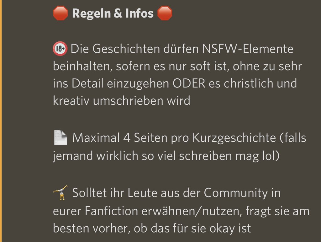 SelphyMelody's tweet photo. ⭐️ FANFICTION-WETTBEWERB ⭐️
Deadline ist der 24. April um 12 Uhr mittags!

Die Fanfictions werden live im Stream vorgelesen und ich wähle 3 Gewinner aus ☀️

Einreichungen an @XYTHE_music per DM auf Twitter oder auf Discord ✨

Ich habe Angst. Sehr viel Angst. https://t.co/FX7km131ef