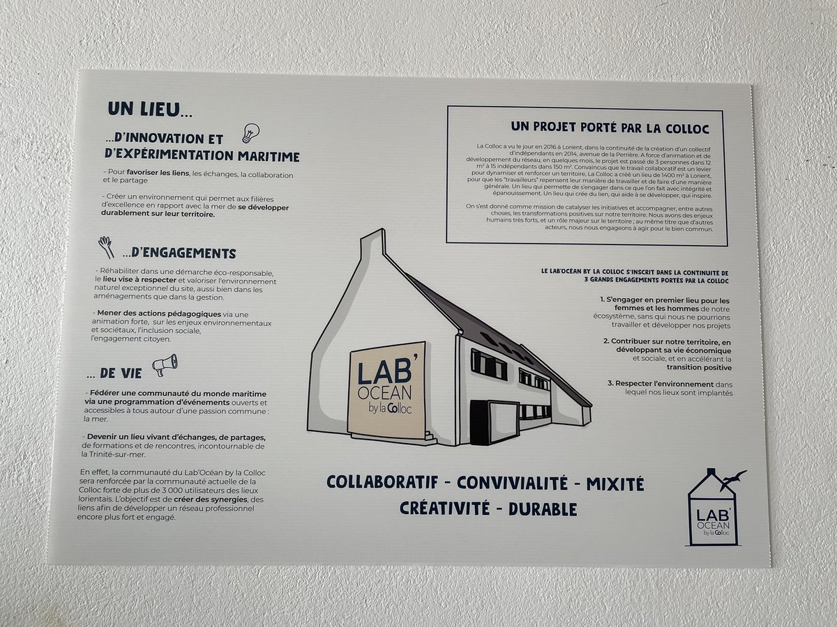 Le Lab’Océan offrira 1200m2 d’espaces de travail sur le port, dédié aux professionnels de la mer et à l’excellence maritime. Il permettra de venir travailler en coworking, de participer à des ateliers et d’y organiser des conférences ou des événements. #morbihan