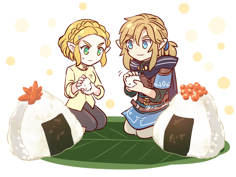 リンク(ゼルダの伝説) ,ゼルダ姫 「🍙にぎにぎリンゼル 」|海棠深月のイラスト