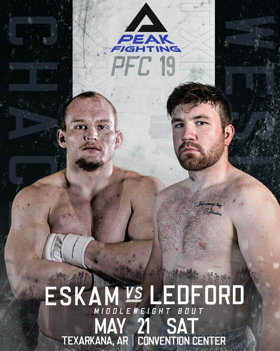 PeakFighting's tweet photo. PFC 19 | Eskam vs Ledford 💥
We're about a month away from PFC 19 in Texarkana, and tickets are going fast! To purchase tickets, head on over to: https://t.co/Fjbyc72K1h
If you can't make it to the show, Watch LIVE on PPV: https://t.co/P7ONAUclr0
#mma #peak #fighting #arkansas https://t.co/Pd4iW5R88Y