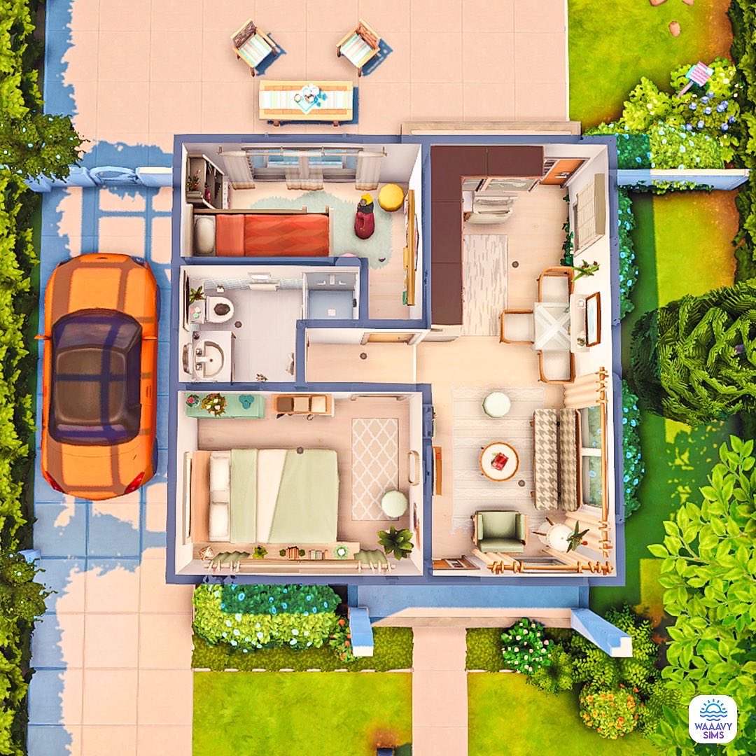 waaavysims's tweet photo. Another older build! Built a tiny family home on the Oak Alcove lot in Newcrest. Perfect for a single Sim with 1 or 2 kids🏠

🌳 Gallery ID: miss_waaave

#ts4 #ShowUsYourBuilds https://t.co/K0VXklBuuq