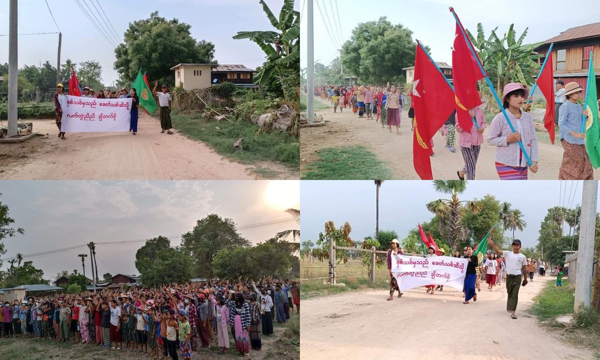 ActivistLittle's tweet photo. Anti-coup revolutionary strike in Sagaing's Taze Twp.

#2022Apr18Coup #HelpMyanmarIDPs #WhatsHappeningInMyanmar https://t.co/ZKsLGSC4Om