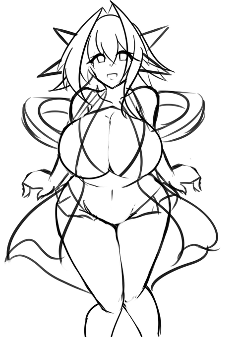 割とお気に入りのディーネさん 
#このタグを見た人はラフ画とその完成絵を見せる 