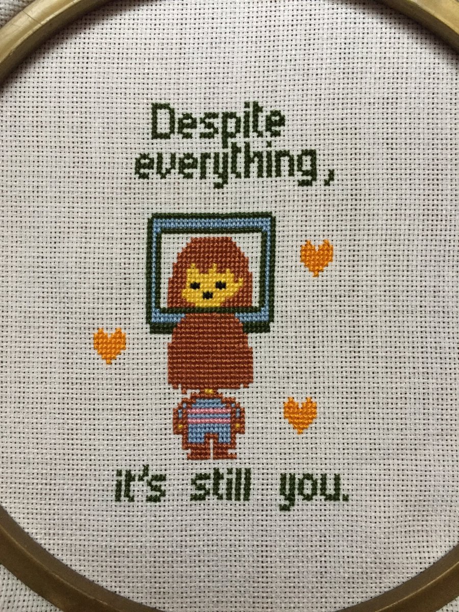 sakuramiyao's tweet photo. Chara from Undertale. Cross stitch by me. #game #gamer #gameart #fanart #undertale #chara #undertaleFanart #crossstitch @tobyfox https://t.co/ePrdQHeUHt