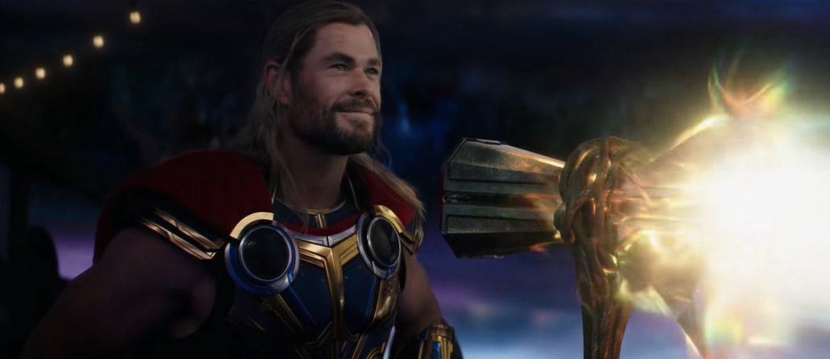 DiscussingFilm's tweet photo. ‘THOR: LOVE &amp; THUNDER’ follows Thor on a quest for inner peace but his retirement is interrupted by Gorr the God Butcher, who seeks the extinction of the gods. Thor enlists the help of King Valkyrie, Korg &amp; Jane Foster who now wields Mjolnir as The Mighty Thor. https://t.co/j4SHw4blYg