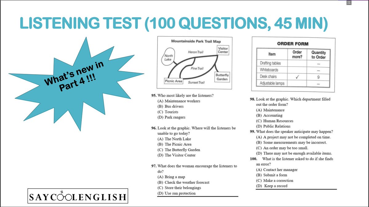 readandpaws's tweet photo. สรุปลักษณะข้อสอบ #TOEIC มาให้คับ (น่าจะเป็นประโยชน์สำหรับใครที่จะลงสนามสอบเป็นครั้งแรก ✌️)

(1) Listening 🎧 (Part 1-4) รวม 100 ข้อ, 45 นาที

(2) Reading 📖 (Part 5-7) รวม 100 ข้อ, 75 นาที

📍 Link for (PDF) Overview: TOEIC
 test
https://t.co/9acbsoNa32 https://t.co/e2pSqPQ2KL