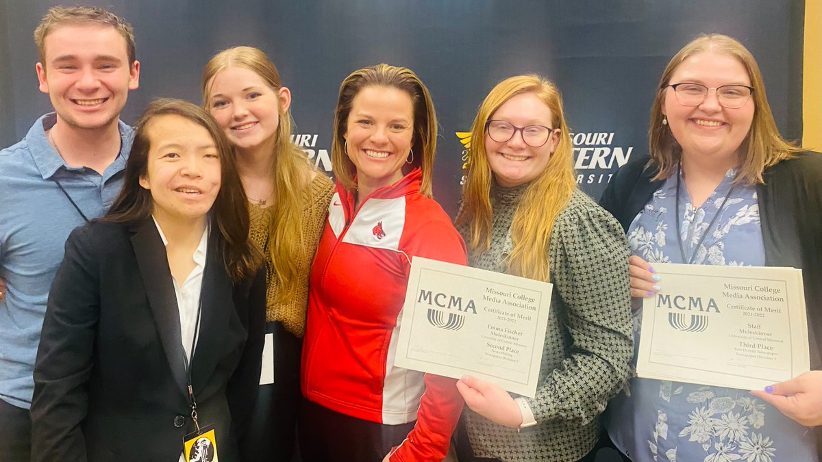 UCentralMO's tweet photo. Congratulations to our @MuleskinnerUCM staff, who captured a total of 25 awards during the Missouri College Media Association’s annual convention and awards program! https://t.co/AlDW7mwbqt https://t.co/if2FGBJVTD