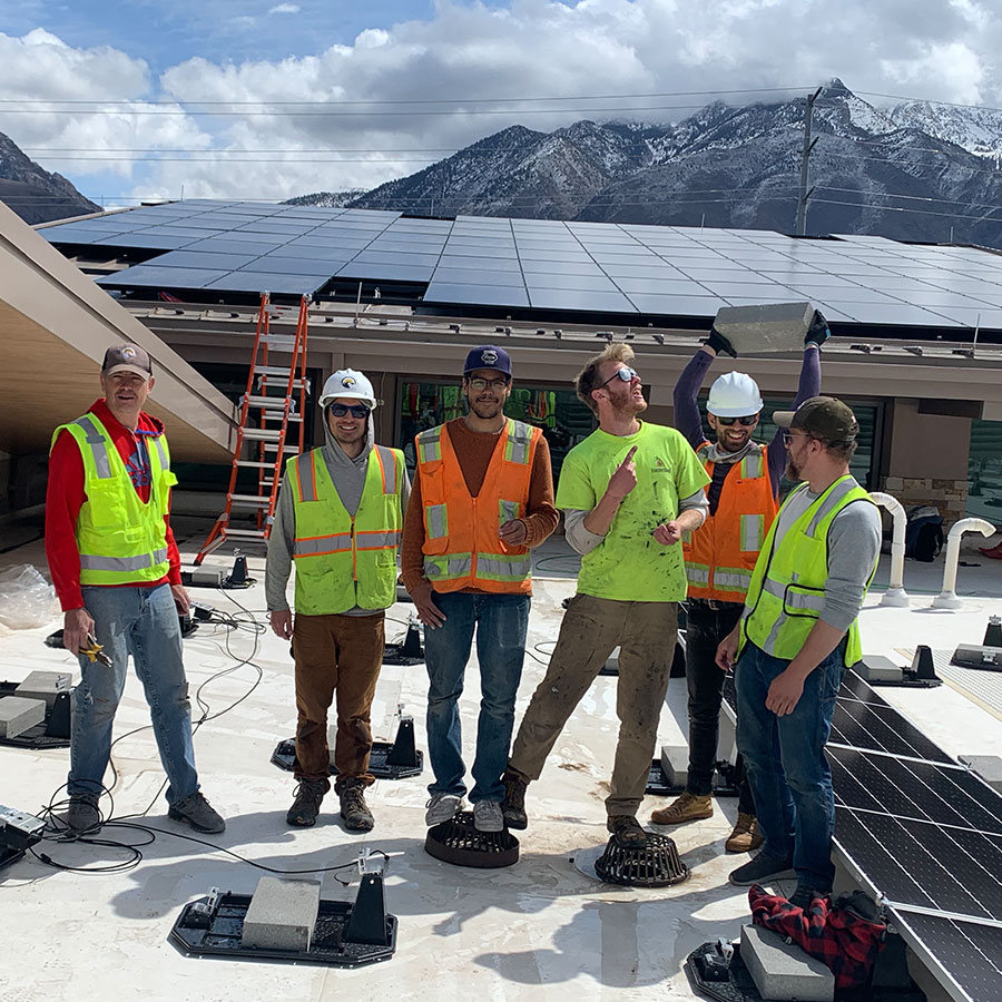 CEsolar_com's tweet photo. Shout out to our crew working hard on the Cottonwood Heights City Hall! Just look at those shining arrays behind them. It truly is a work of beauty! #wedosolar #gosolarforgood #cottonwoodheights #Utah https://t.co/vRuGTehmGh