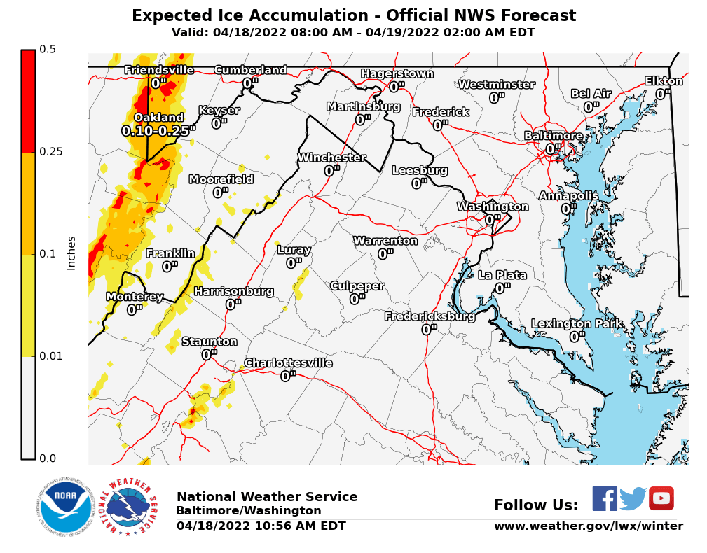 NWS_BaltWash's tweet photo. Winter Weather Advisories expanded slightly. https://t.co/RbBdDcAuf9