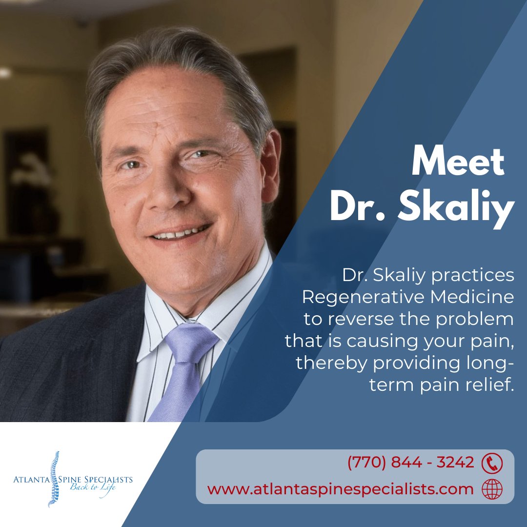 ATLSpine's tweet photo. Dr. Skaliy and his staff are passionate about educating patients to insure the best possible solution is presented and in a safe and ethical manner. His mission is to provide Regenerative Medicine treatments to help patients regain a pain free life. Call today to meet Dr. Skaliy https://t.co/NZUGBmDfvX