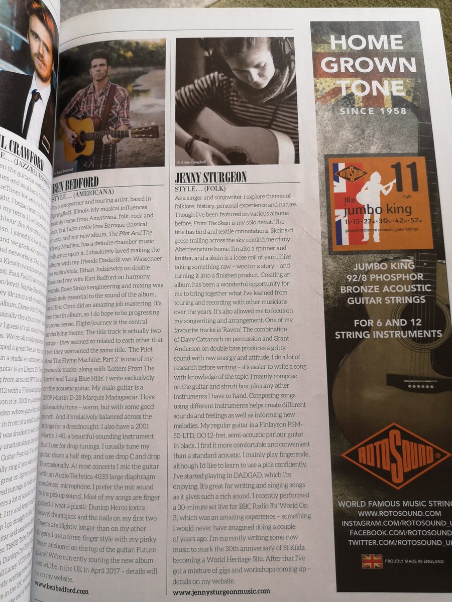 Going back through my back issues of the wonderful Acoustic magazine (before Future Publishing / @Guitarist_Mag destroyed it) and who should I spot but @Jenny_Sturgeon talking about her debut album etc... https://t.co/yFSTG2QlkC