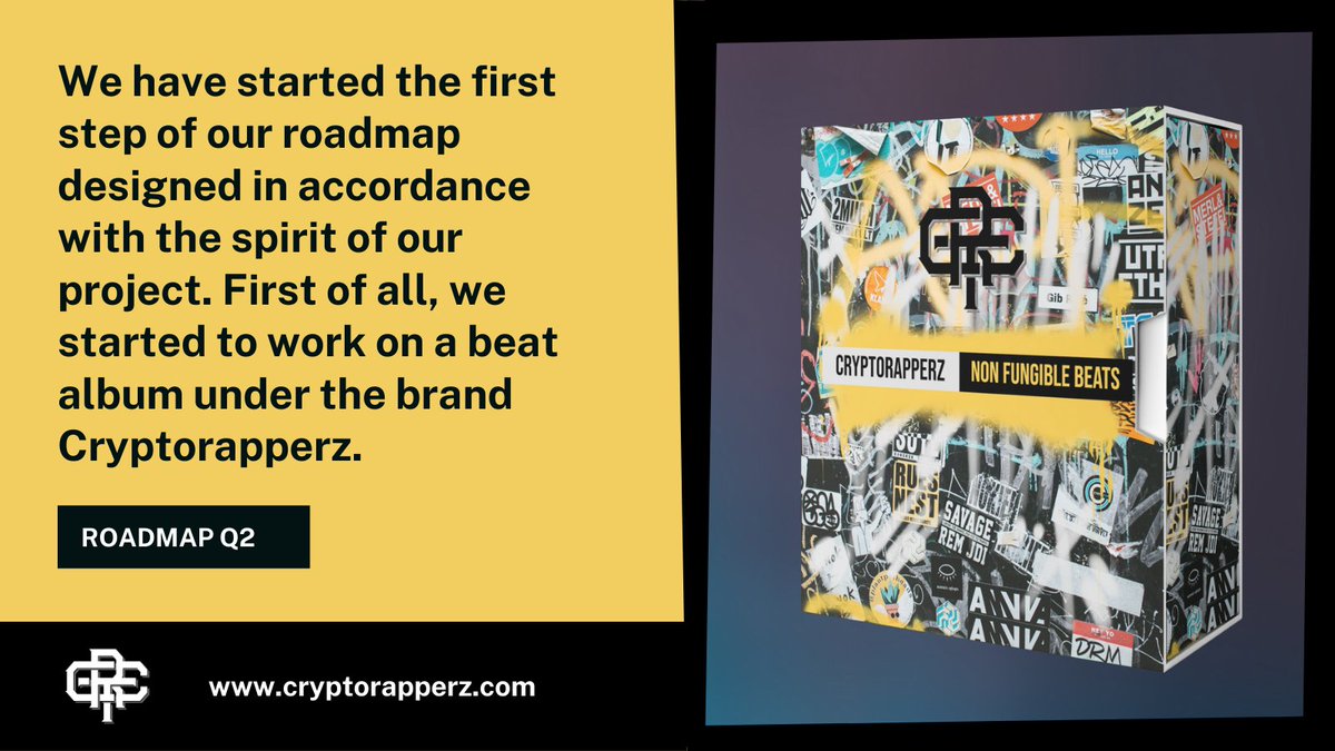 Cryptorapperz's tweet photo. 🏗️ Roadmap update Q2

We have started the first step of our roadmap designed in accordance with the spirit of our project. First of all, we started to work on a beat album under the brand Cryptorapperz. 

🔶Details: https://t.co/swnf3wEzvk
🔶Join Discord 

#Cryptorapperz #AVAXNFT https://t.co/KWri2sQIJU