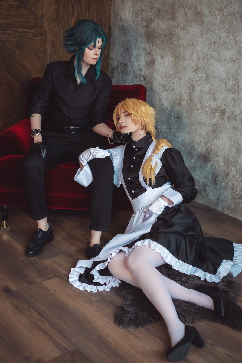 Happy birthday Xiao 👹🌤💚 
Present as maid Aether was nice idea ~
#GenshinImpact #GenshinImpactcosplay #XiaoAether #xiao #aether #魈生誕祭2022