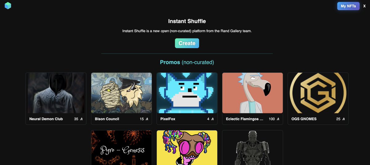 NDC now featured on Instant Shuffle home page along with other collections (hey <a href="/EclecticMingos/">Eclectic FlȺmingos</a>)

Get your demon here: instantshuffle.com/shuffle/33KDWF…

#algonft $algo #Algofam
