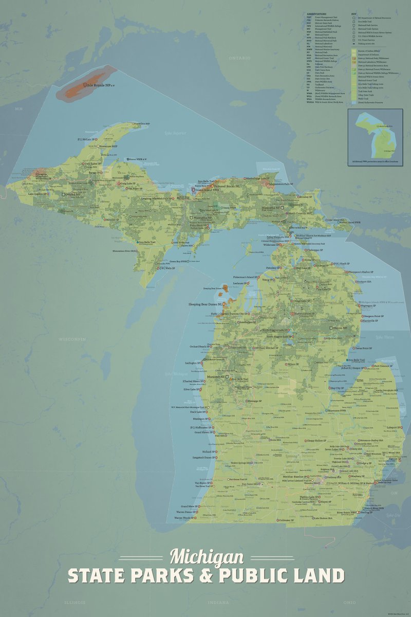 BestMapsEver's tweet image. Our newest maps showcase State Parks and protected lands in #Michigan
bestmapsever.com/products/michi…